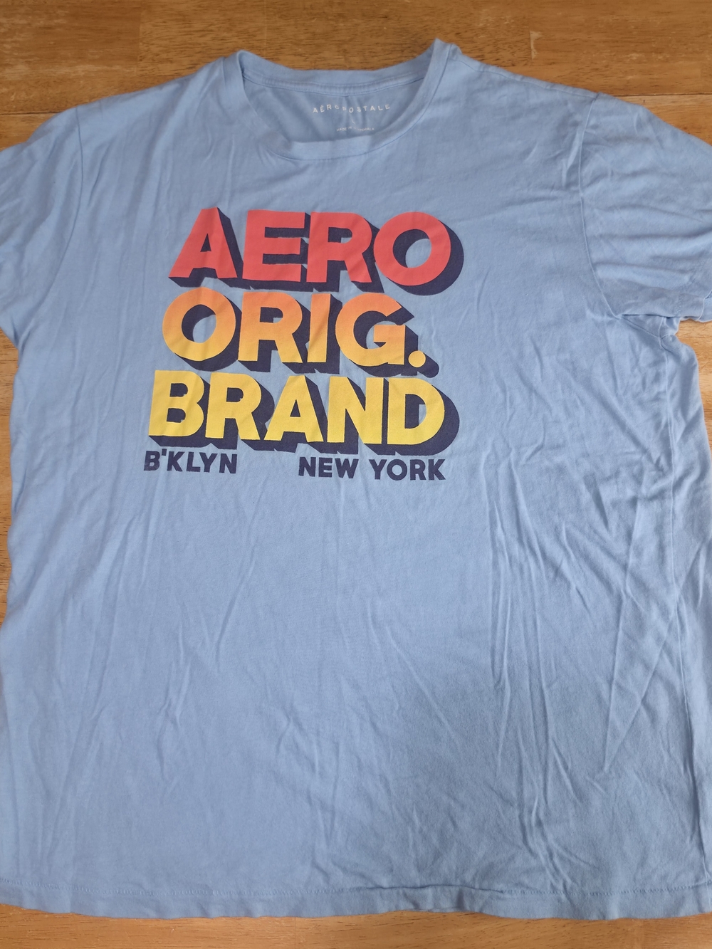 Aeropostale Light Blue Short Sleeve Tee with Multicolor Logo